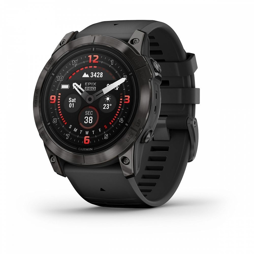 Умные часы Garmin Epix Pro (Gen 2) Sapphire Edition 51 мм, титановый угольно-серый, DLC, черный силиконовый #1