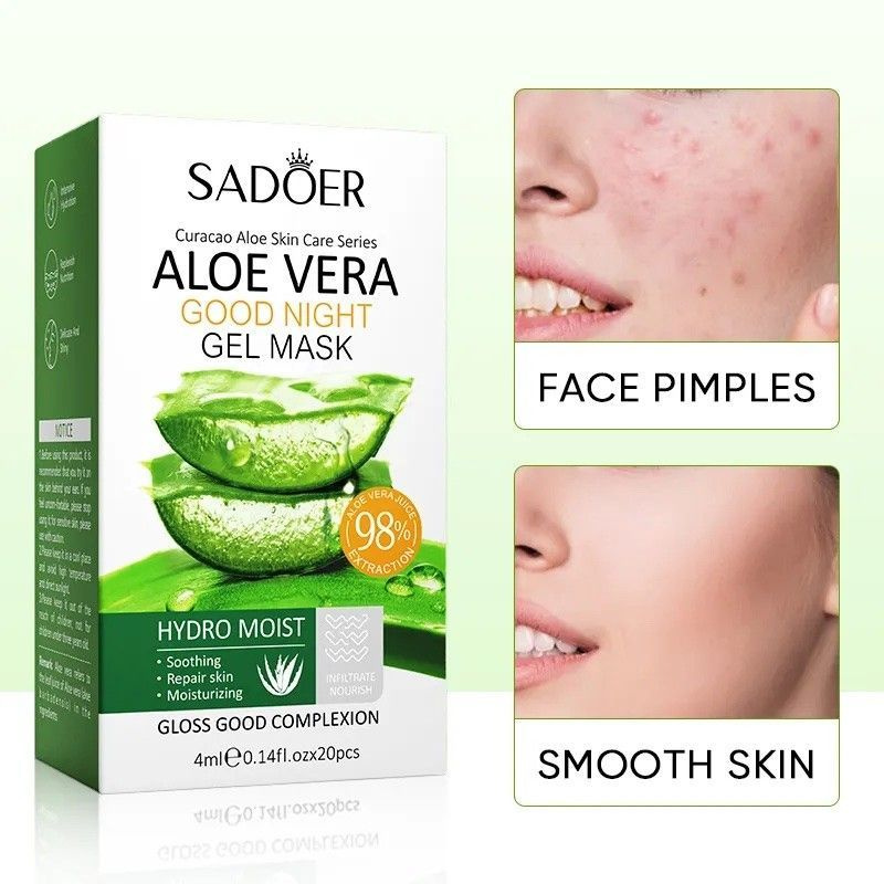 Ночная гель маска для лица Sadoer Aloe Vera Gel Mask 20x4ml #1