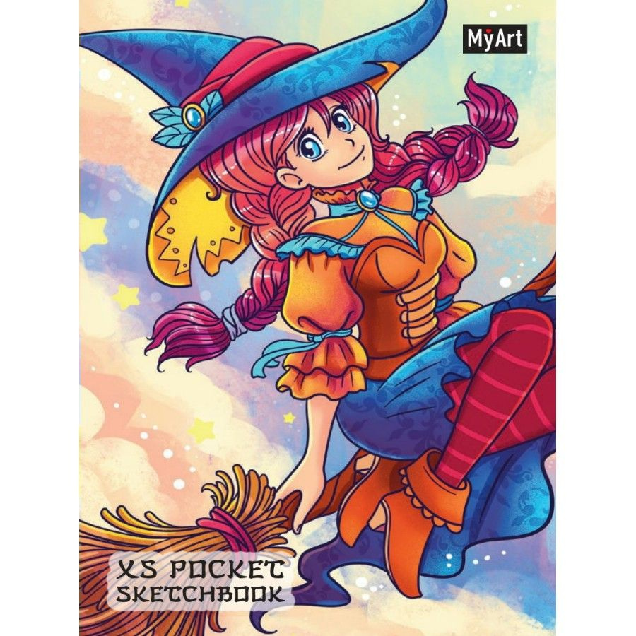 Скетчбук 48л 95х138 твердая обложка MyArt XS Pocket Аниме Маленькая ведьмочка 120г/м2  #1