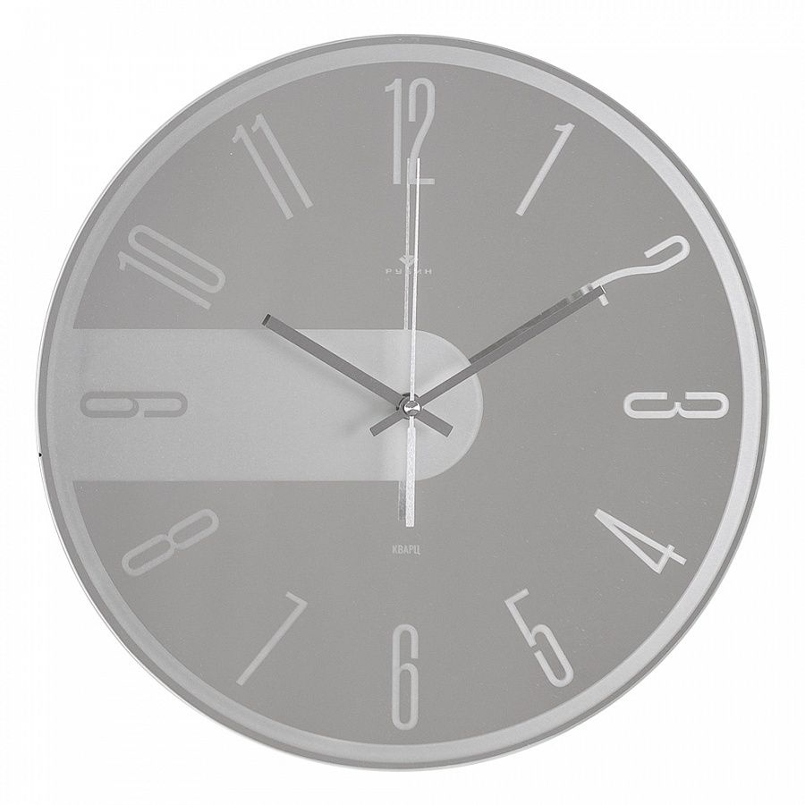 Часы настенные Рубин бесшумные, "Девять", зеркало, матовое покрытие d-39 см, открытая стрелка (4041-015) #1