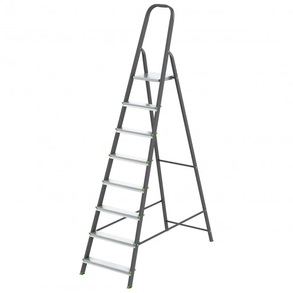 Стремянка Сибртех (8 ступеней, стальной профиль, алюминиевые ступени) / лестница / стремянка для дома #1