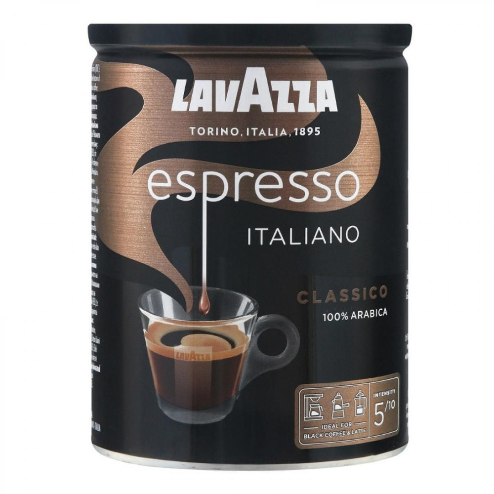 Кофе Lavazza Лавацца Caffe Espresso молотый в банке 250г, 100% арабика, средняя обжарка, 5из10  #1