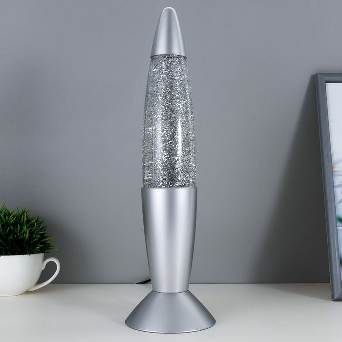 Светильник "Тайфун" LED, лава, блёстки, серебро 35,5 см RISALUX #1