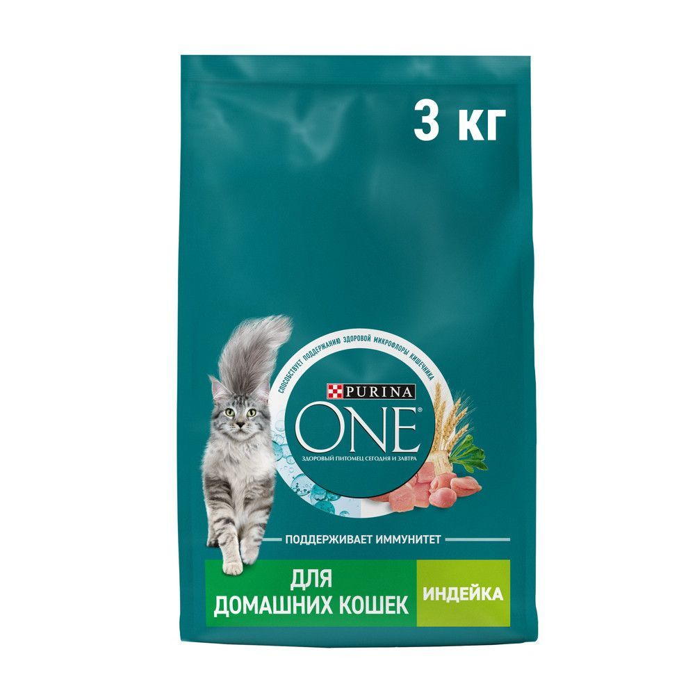 Сухой корм Purina ONE для домашних кошек индейка и злаки 3 кг Пурина  #1