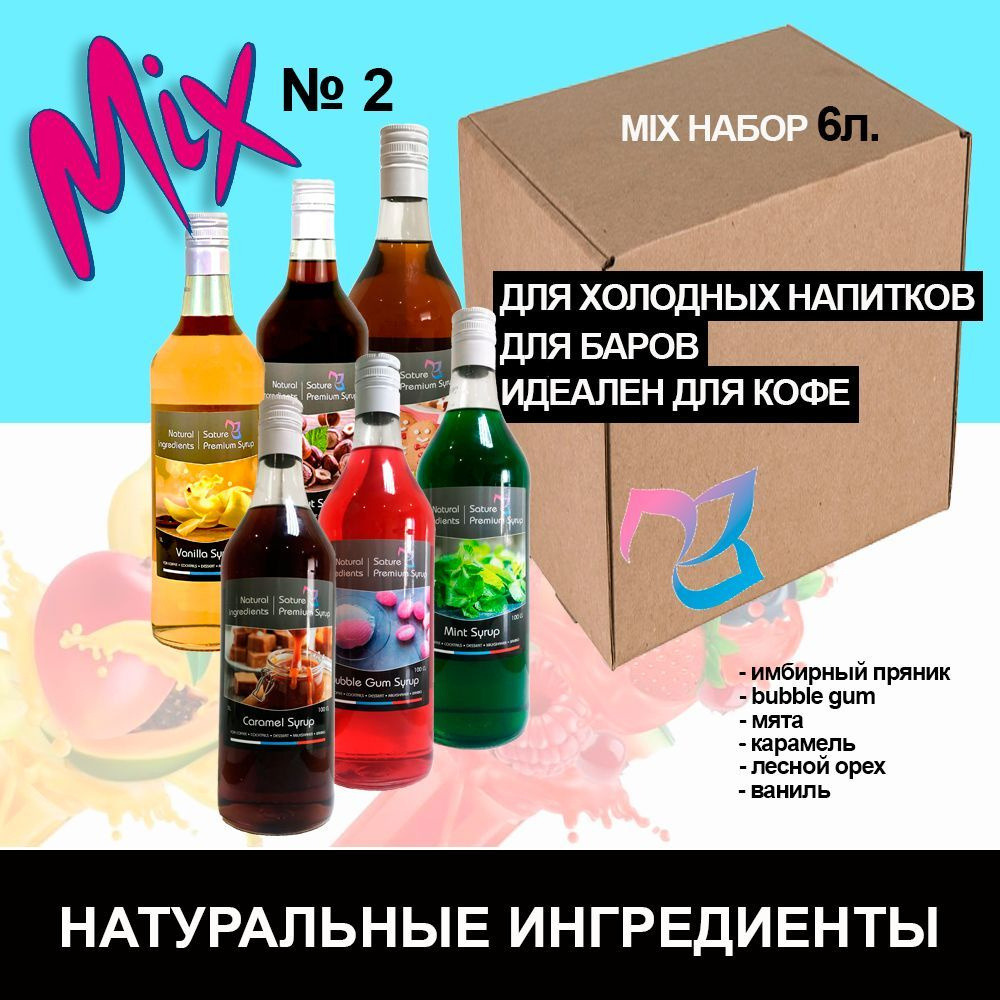 Sature Premium Syrup/ Сироп для кофе и коктейлей МИКС №2 6 бутылок / 6 литров  #1