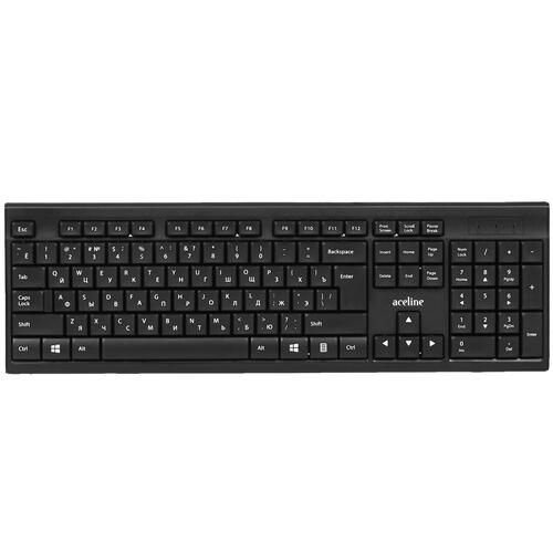 Клавиатура проводная Aceline K-403BU, мембранная, клавиш - 104, USB, черная  #1