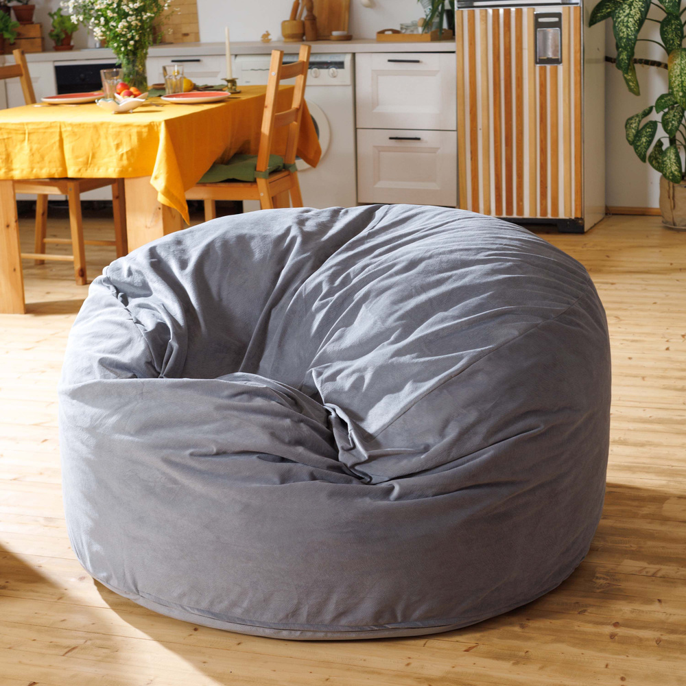 Bubble Bag Чехол для бескаркасной мебели Пуфик, Велюр натуральный, Размер XL,серый  #1