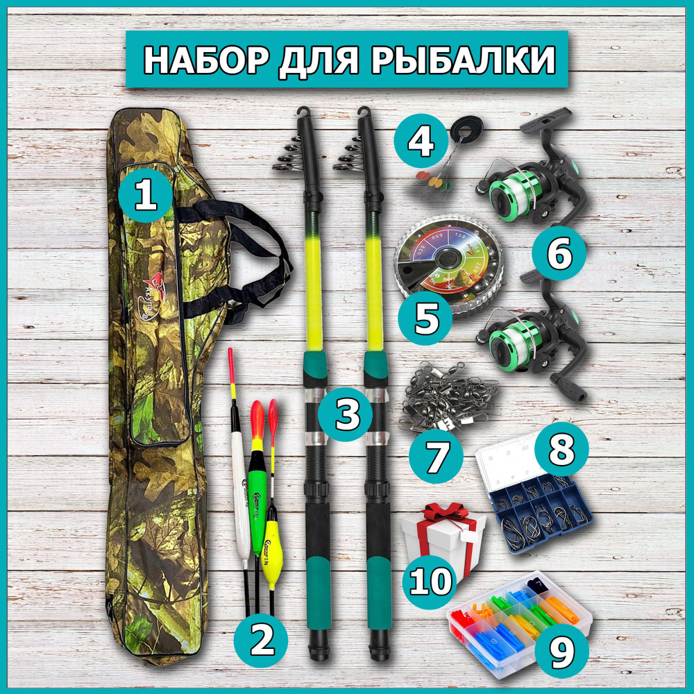 Набор для рыбалки. Удочка - 2.7м + 2.7м, рыболовный набор #1