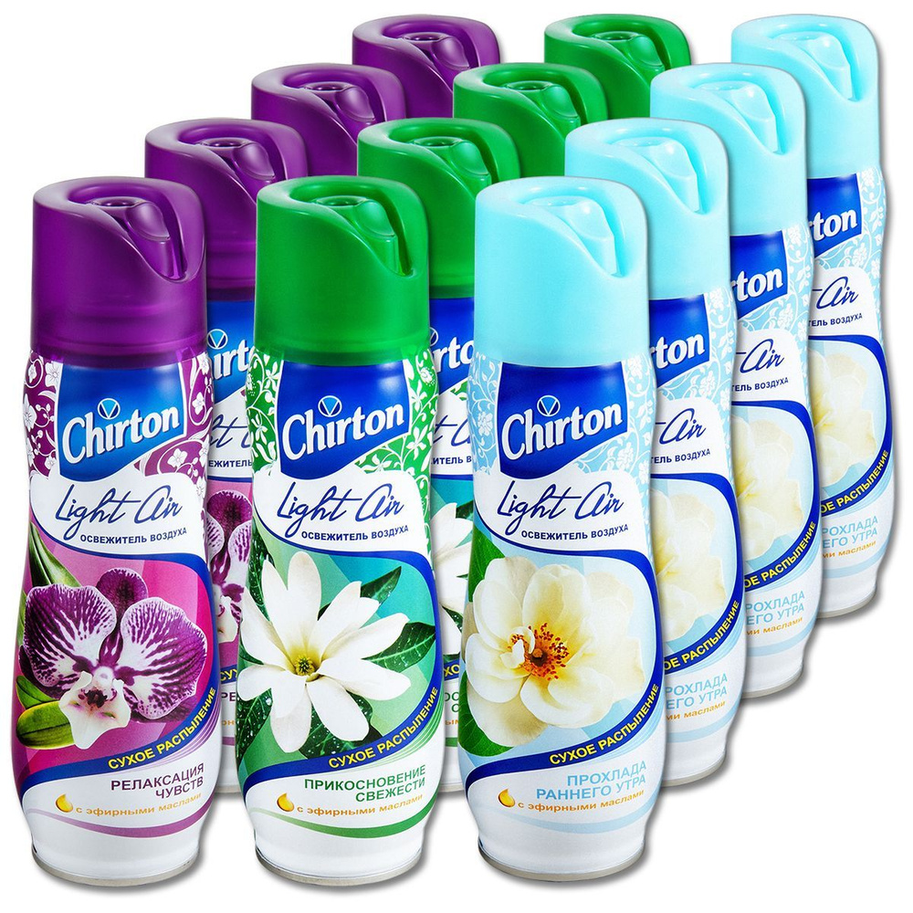 Chirton Освежитель воздуха сухое распыление Чиртон нежные ароматы, 3 вида, 300 мл, 12 шт.  #1