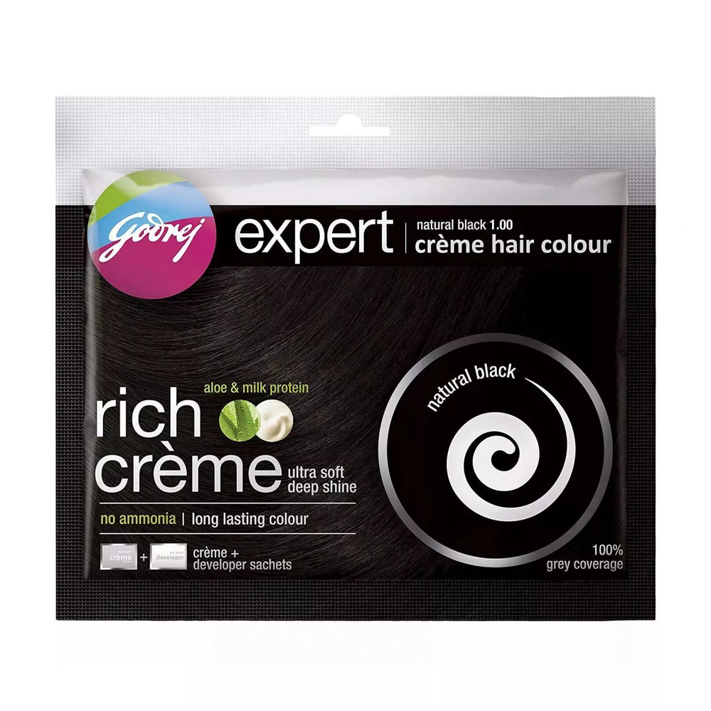 Godrej Expert Rich Creme Hair Colour Крем-краска черного цвета, 40 г #1