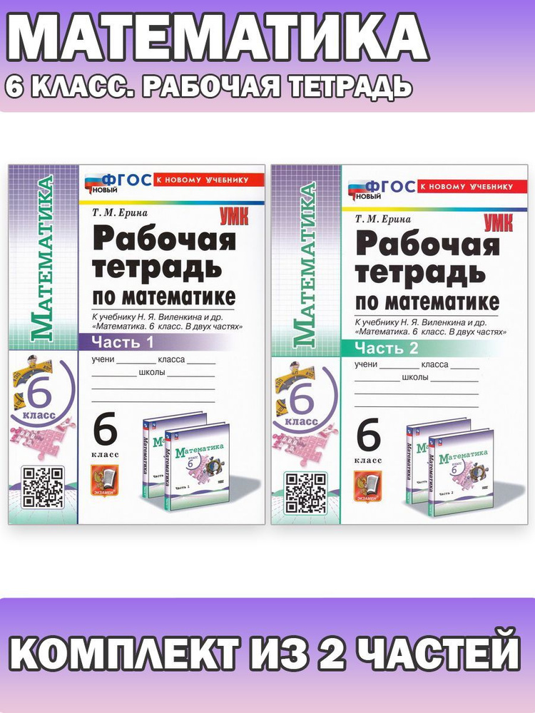 Математика. 6 класс. Рабочая тетрадь. Комплект 2 части | Ерина Татьяна Михайловна  #1