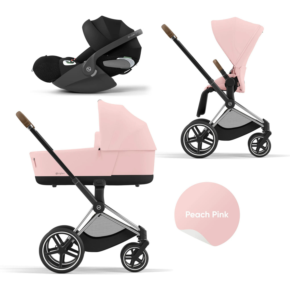 Cybex Priam IV Коляска 3 в 1, шасси Chrome Brown/Peach Pink #1