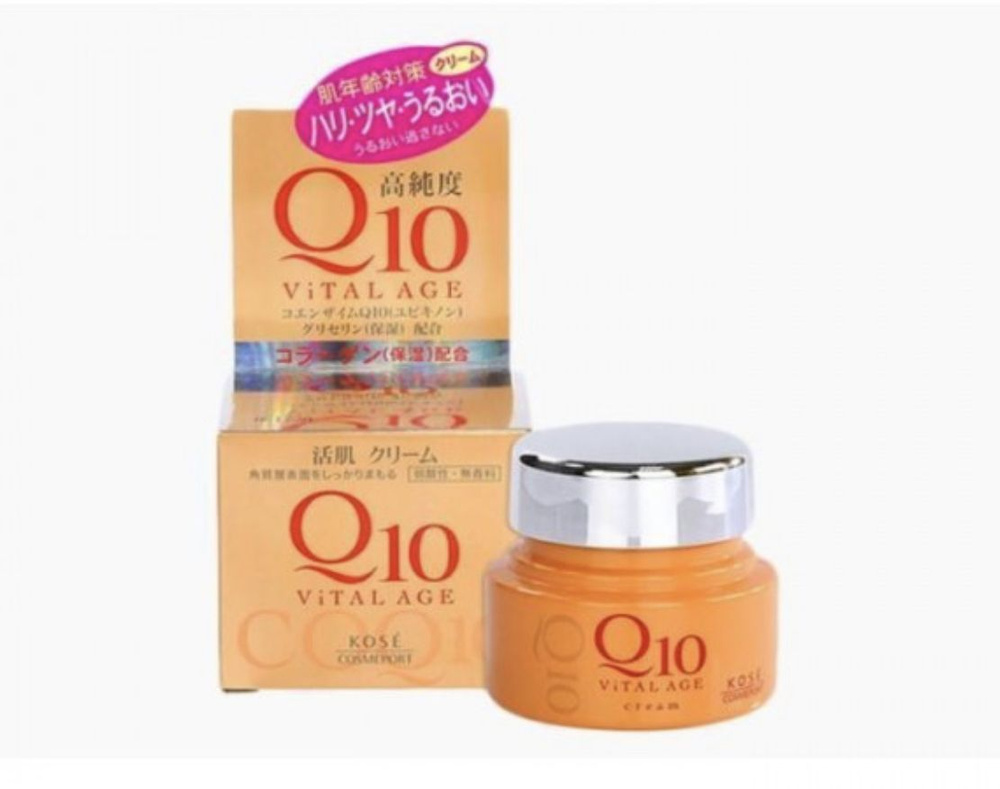 KOSE Vital Age Q10 Cream Увлажняющий крем для лица с коэнзимом Q10 и морским коллагеном, 40 г  #1