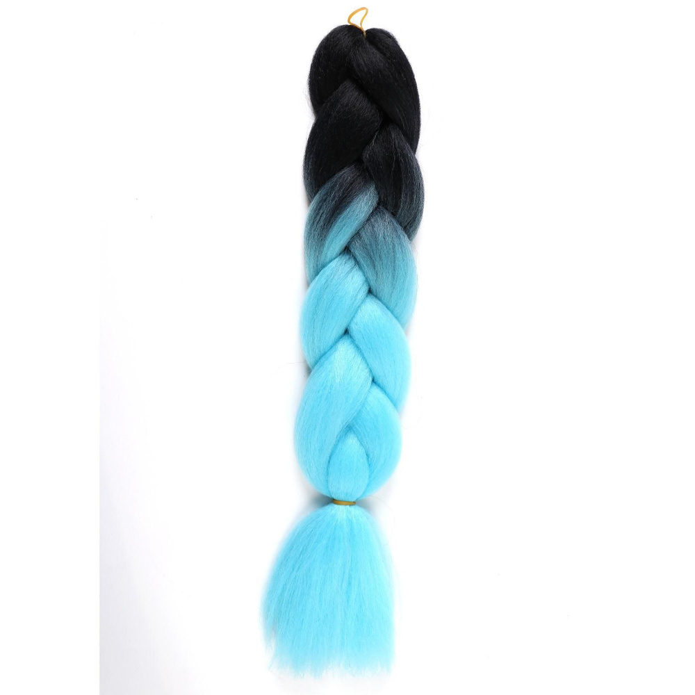 ZUMBA Канекалон двухцветный, гофрированный, 60 см, 100 гр, цвет черный/светло-голубой  #1