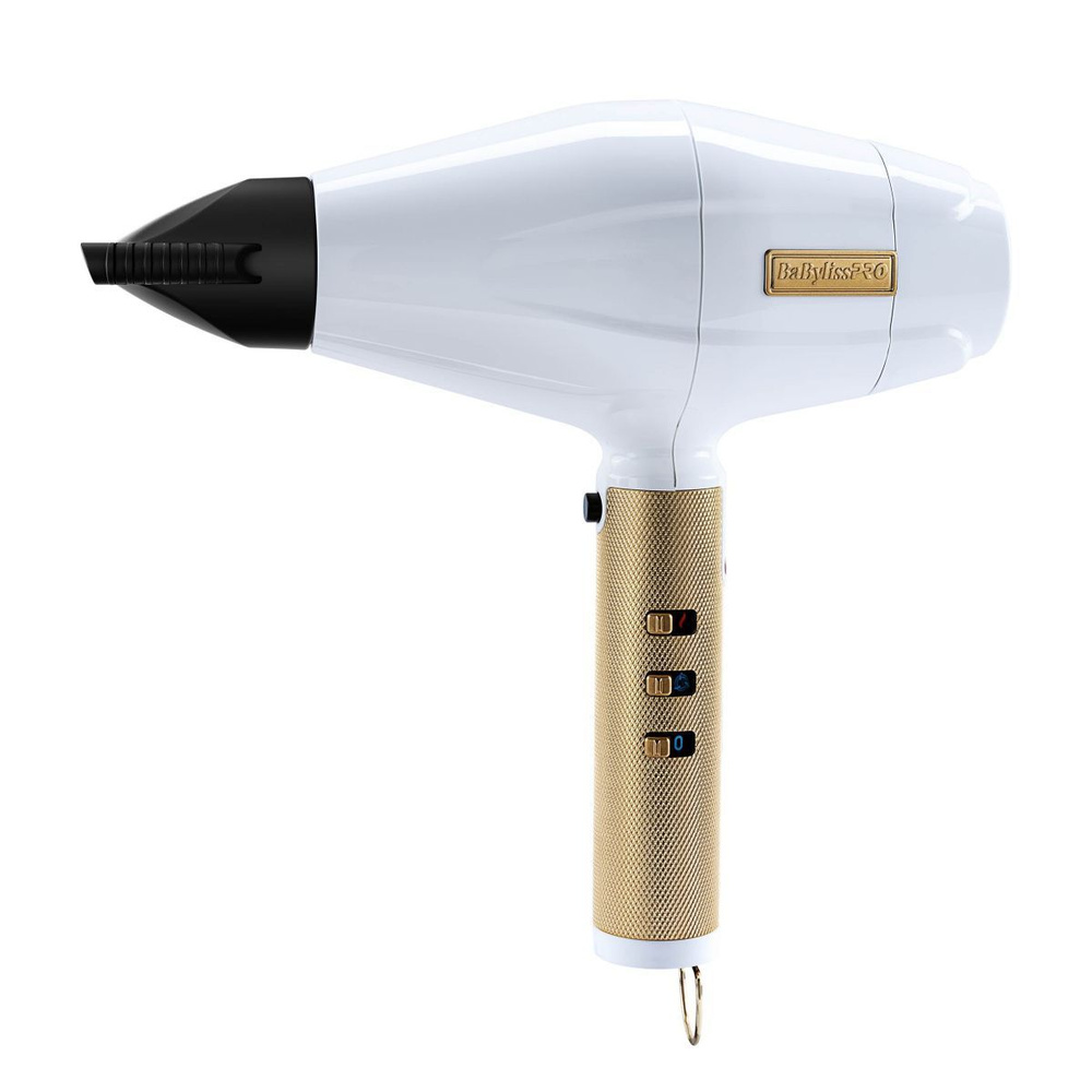 BaByliss PRO Фен для волос FXBDW1E WHITEFX 2200 Вт, скоростей 4, белый, золотой  #1