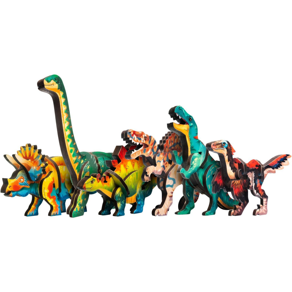 Развивающая игрушка для детей My Wood / Деревянный 3D Пазл с динозаврами / 13.8 x 18.2 мм, 59 деталей, #1