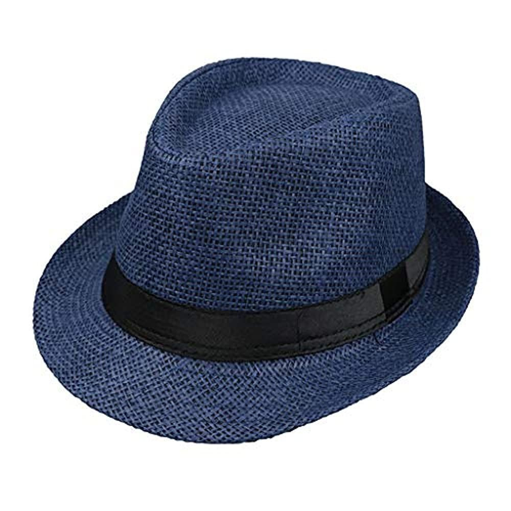 Шляпа Трилби соломенная, темно-синий #1
