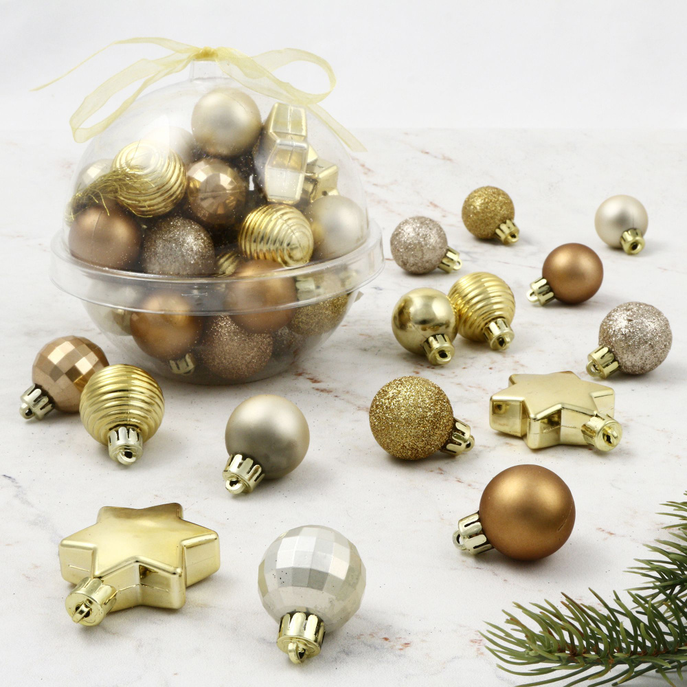 Набор елочных мини-украшений Christmas Gift: Warm Glow, 30 шт, пластик  #1