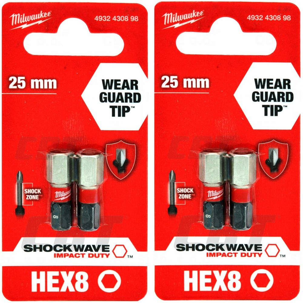 Hex H8x25мм (4шт) Бита для шуруповёрта ударная Shockwave MILWAUKEE #1