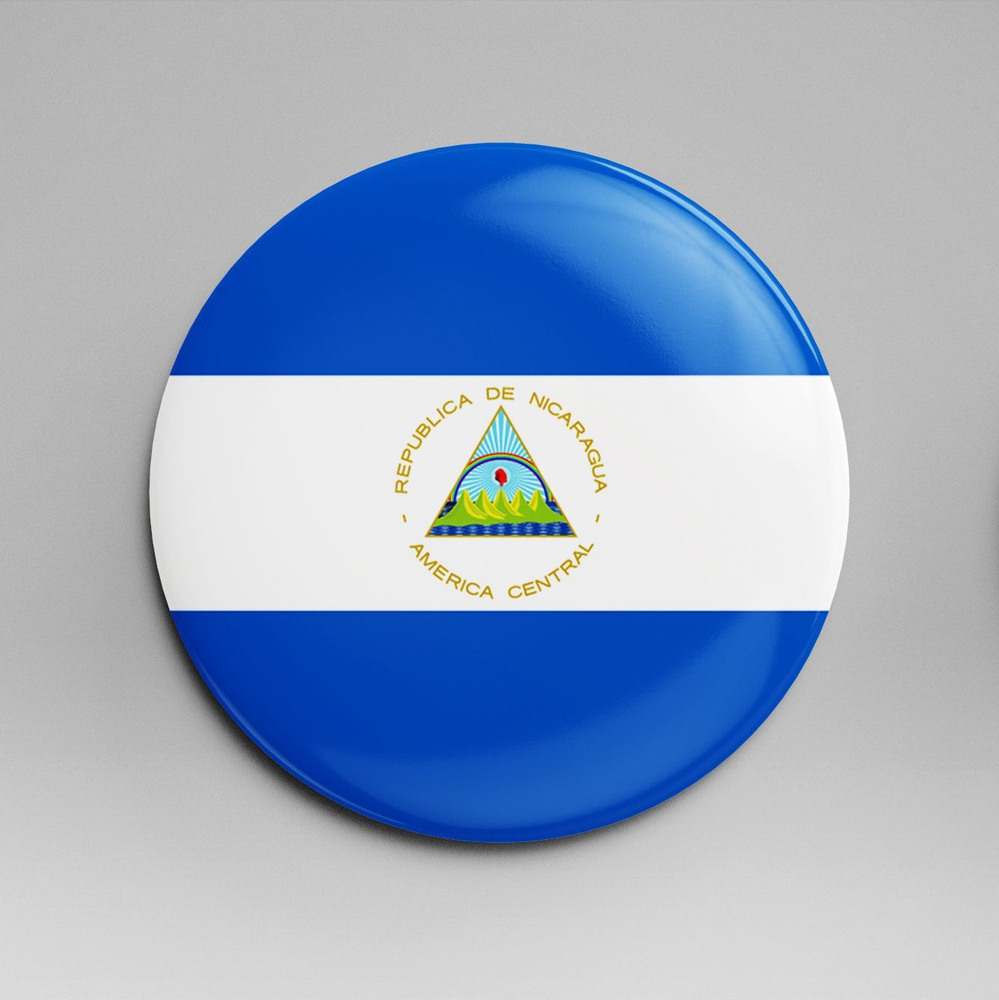 Зеркало карманное 58 мм флаг Никарагуа #1