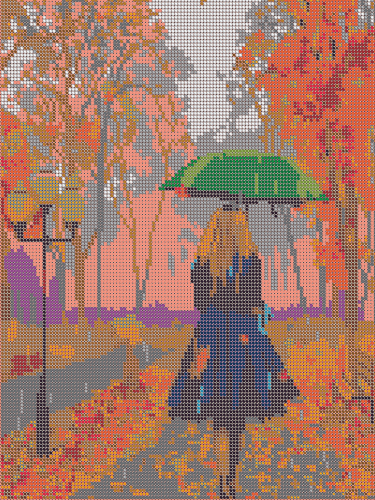 Набор для вышивания "Вышивочка" чешский бисер, картина "Девушка с зонтом", 24х30 см  #1