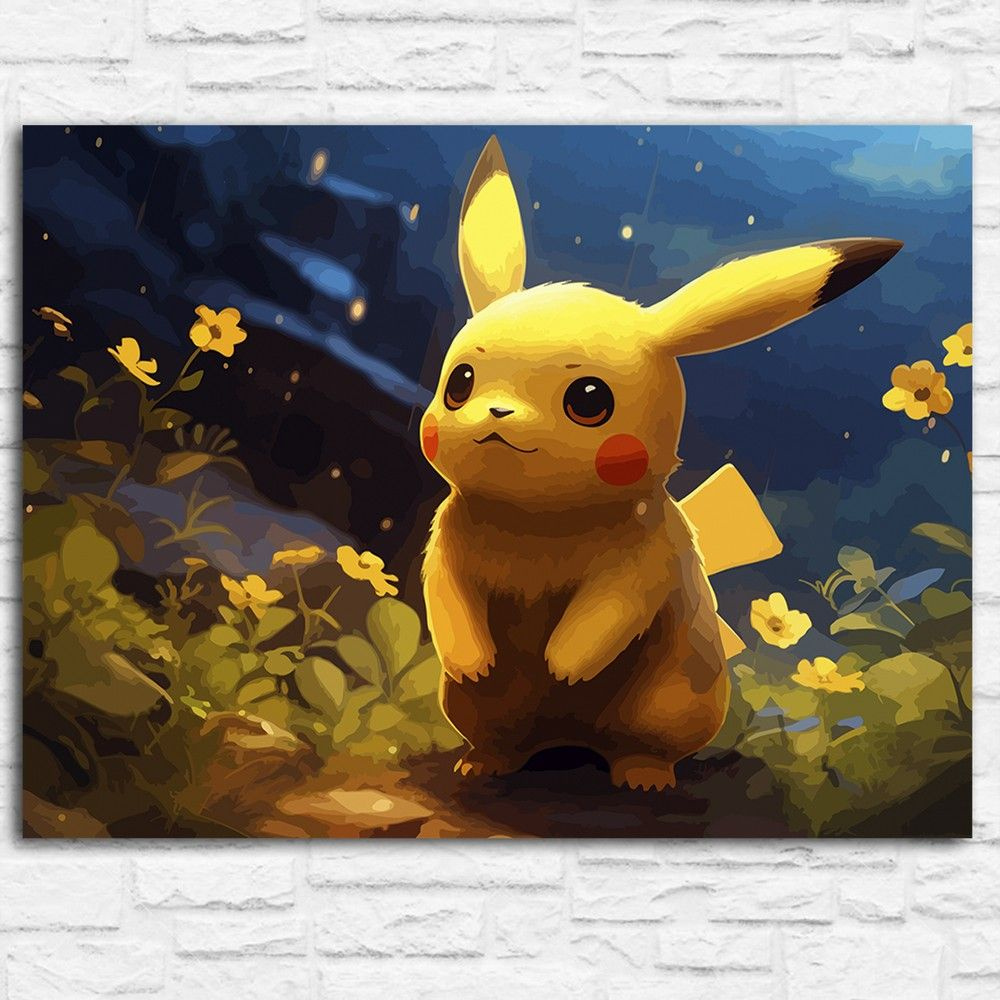 Картина по номерам на холсте аниме покемоны (Pikachu, Пикачу) - 12627 Г 60x80  #1
