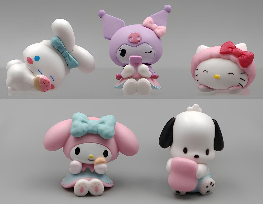 Набор фигурок Хеллоу Китти, Куроми Санрио, Почакко, Моя Мелодия / Hello Kitty, Kuromi Sanrio, Pochacco, #1