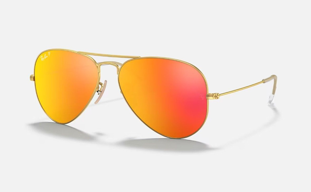 Солнцезащитные очки унисекс, авиаторы RAY-BAN с чехлом, линзы оранжевые, RB3025-112/4D/58-14  #1