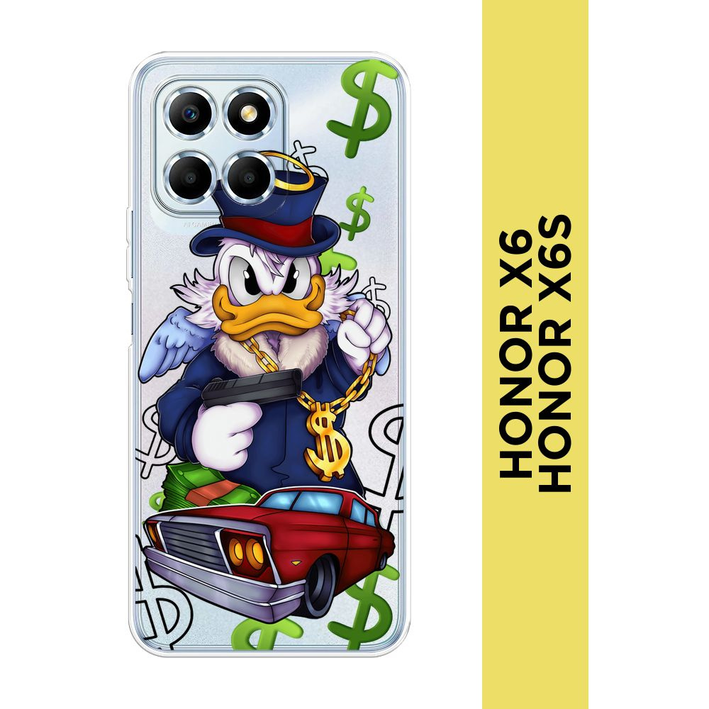 Силиконовый чехол на Huawei Honor X6/X6s / Хонор Х6/X6s "Scrooge McDuck gangster", прозрачный  #1