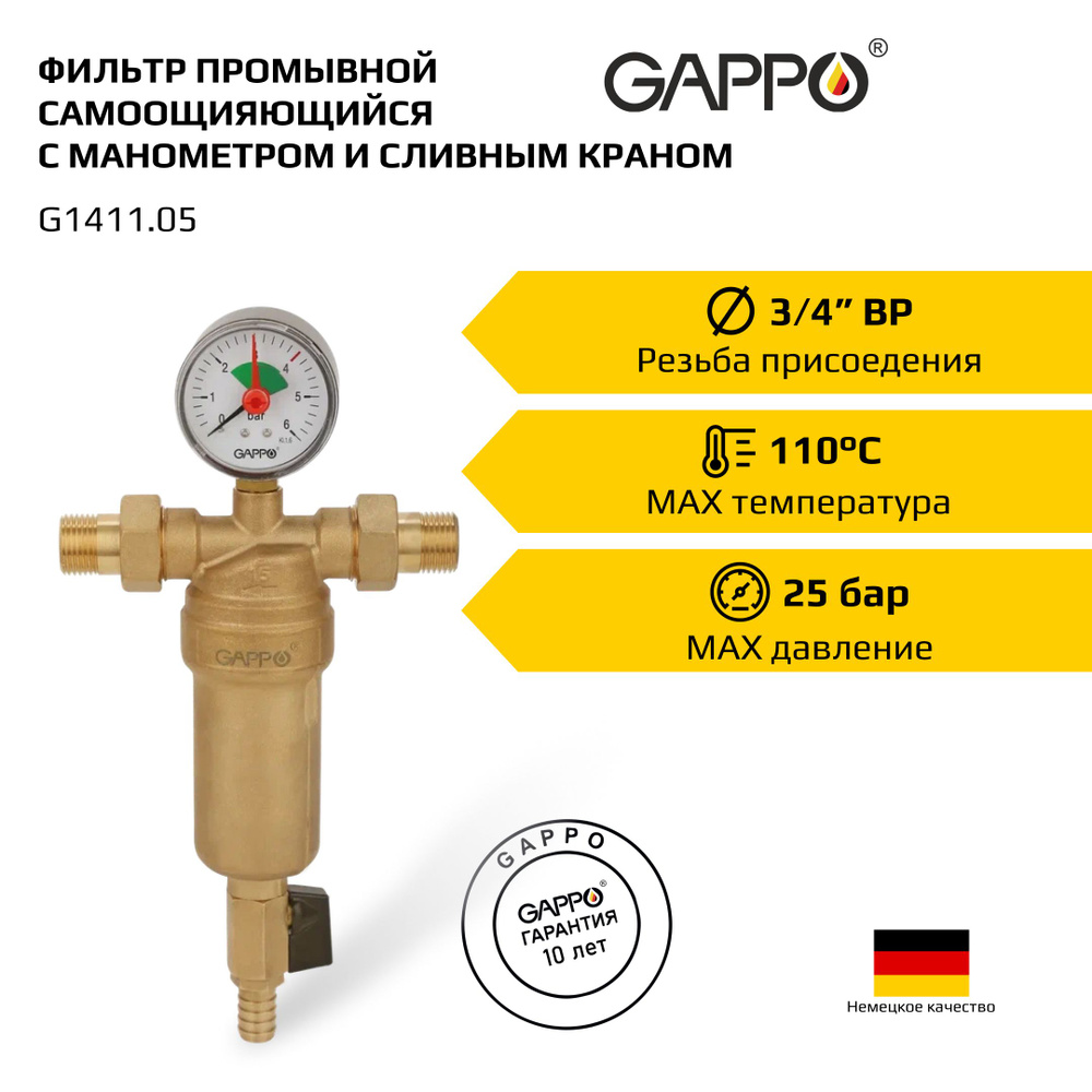 Фильтр промывной для горячей воды Gappo 3/4" #1