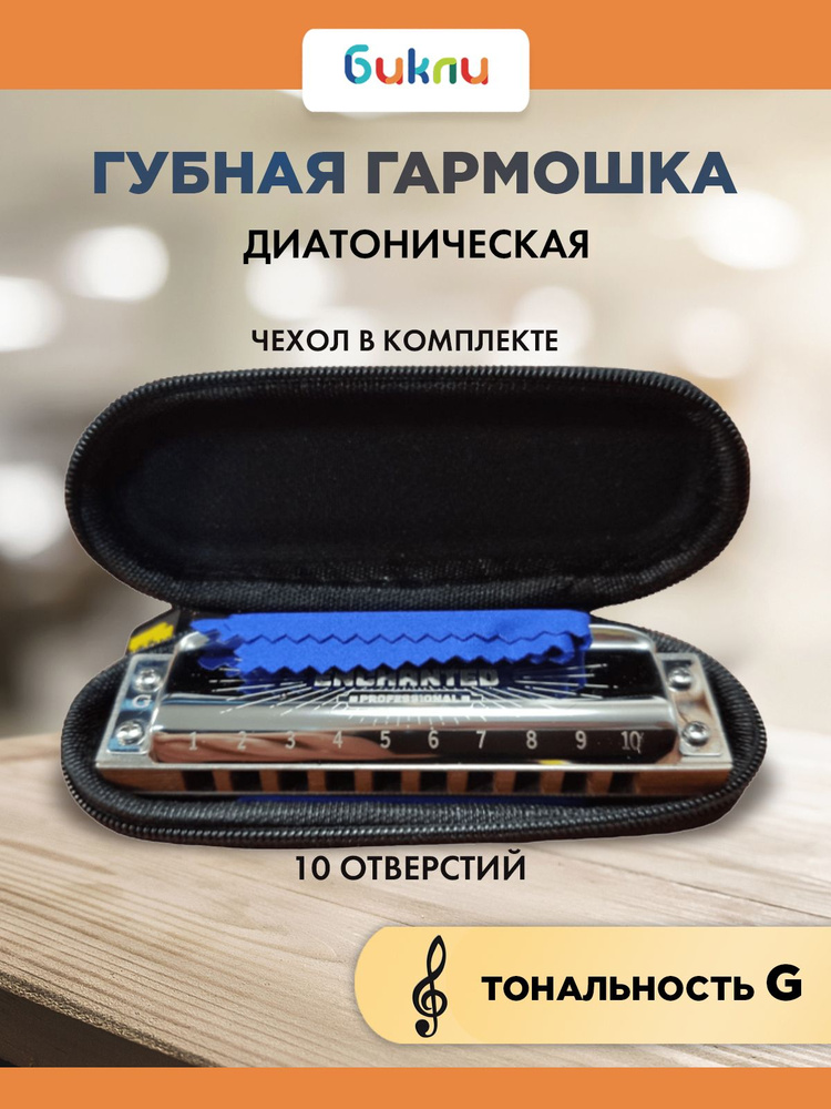 Губная гармошка PRO30 G диатоническая, 10 отверстий, духовой музыкальный инструмент, с чехлом  #1