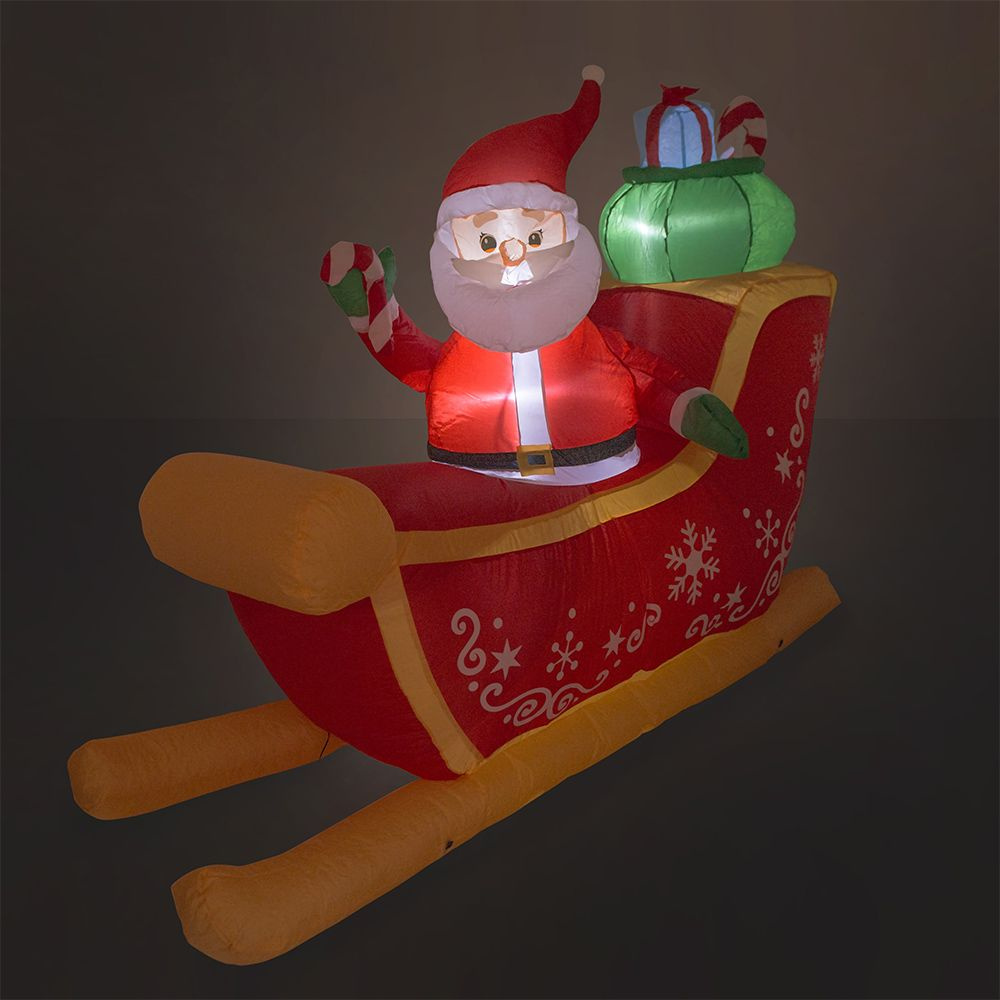 Фигура надувная Дед Мороз в санях с подарками новогодняя, уличная  #1