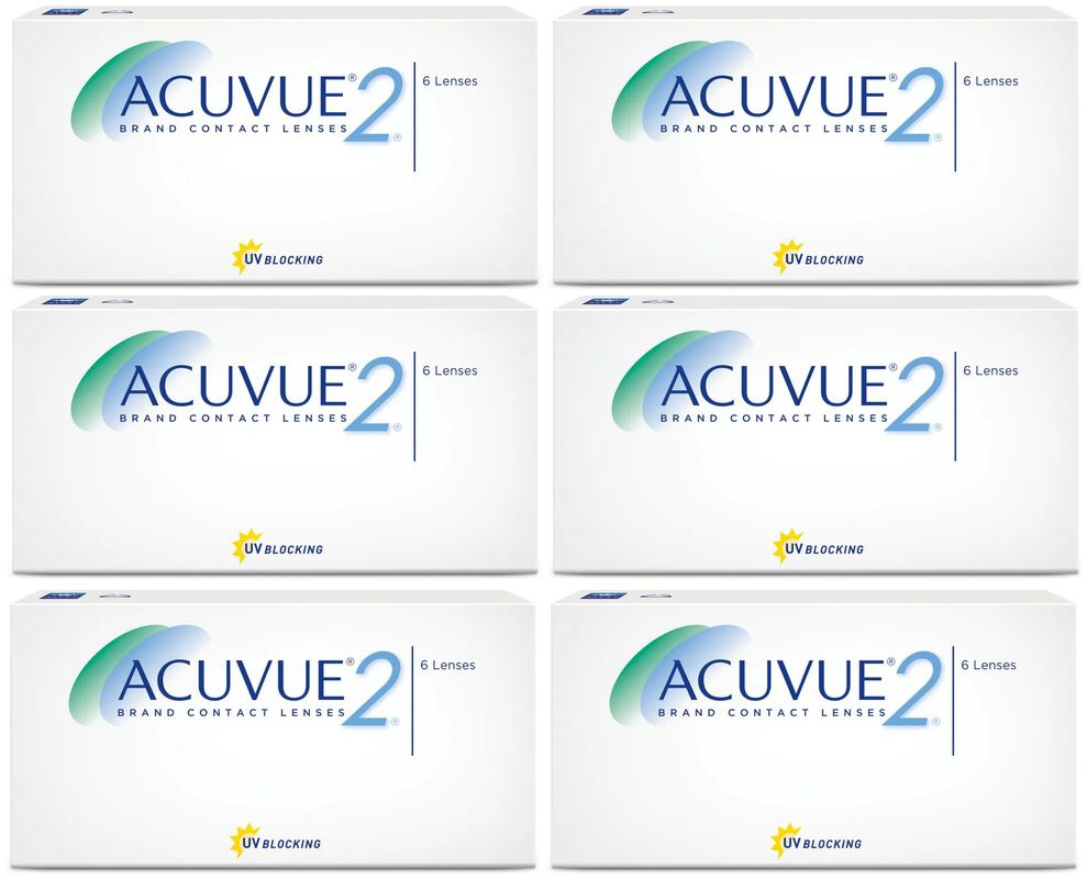 ACUVUE 2 Контактные линзы, -1.00 / 8.3/ 14.0, 36 штук (6 пачек по 6 линз) гидрогелевые (материал повышенного #1