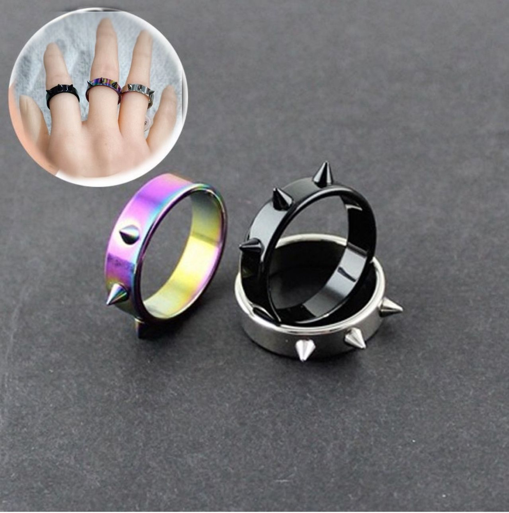 Кольца с шипами набор 3 шт, маленький размер (16-18), парные кольца безразмерные, набор колец серебро, #1