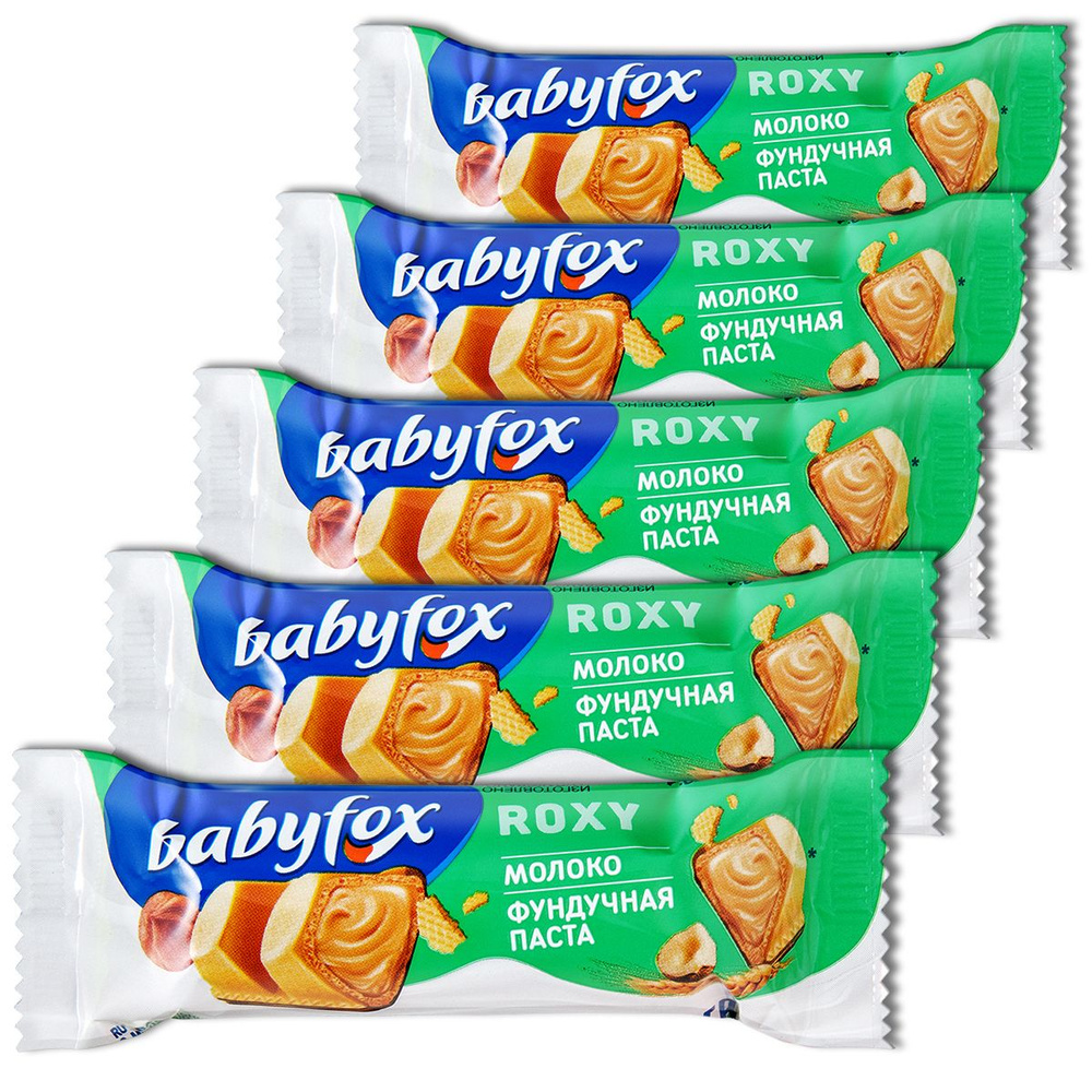 Вафельный батончик Baby Fox Roxy молоко и фундучная паста, 23 г, 5 шт.  #1