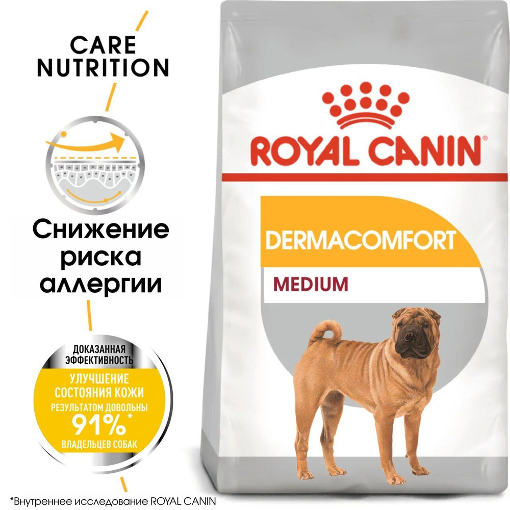 Royal Canin сухой для взрослых собак средних размеров при раздражениях и зуде кожи, Medium Dermacomfort, #1