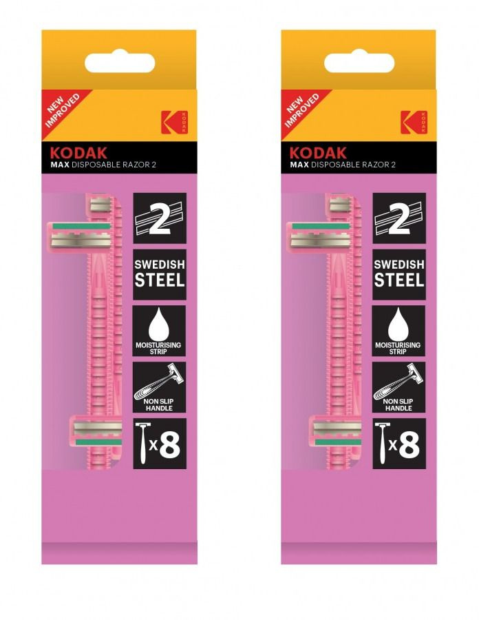Kodak Станки одноразовые Disposable Razor MAX 2, pink, станок одноразовый 8 шт, 2 шт.  #1