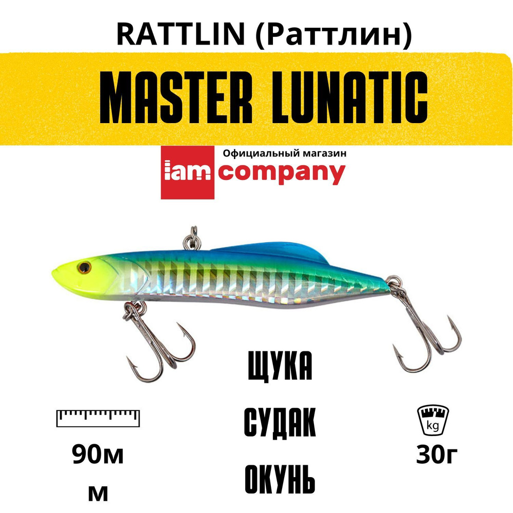 Воблер Раттлин MASTER LUNATIC Vib приманка для зимней и летней рыбалки 90mm 30g цвет V03  #1