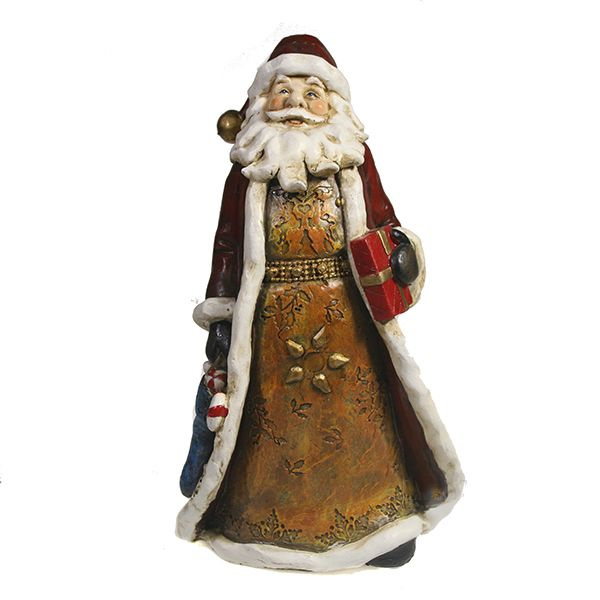 Барельеф Фигурка новогодняя, Фигурная, Дед Мороз с подарком, высота 20.5см, длина 14.5 см  #1