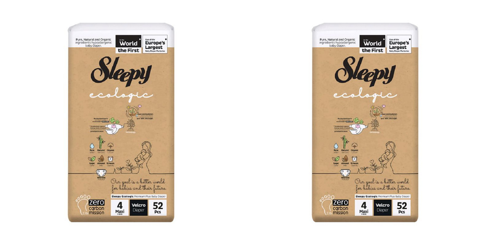 Sleepy Ecologic Детские подгузники Jumbo Maxi, 52 шт., 2 упаковки #1