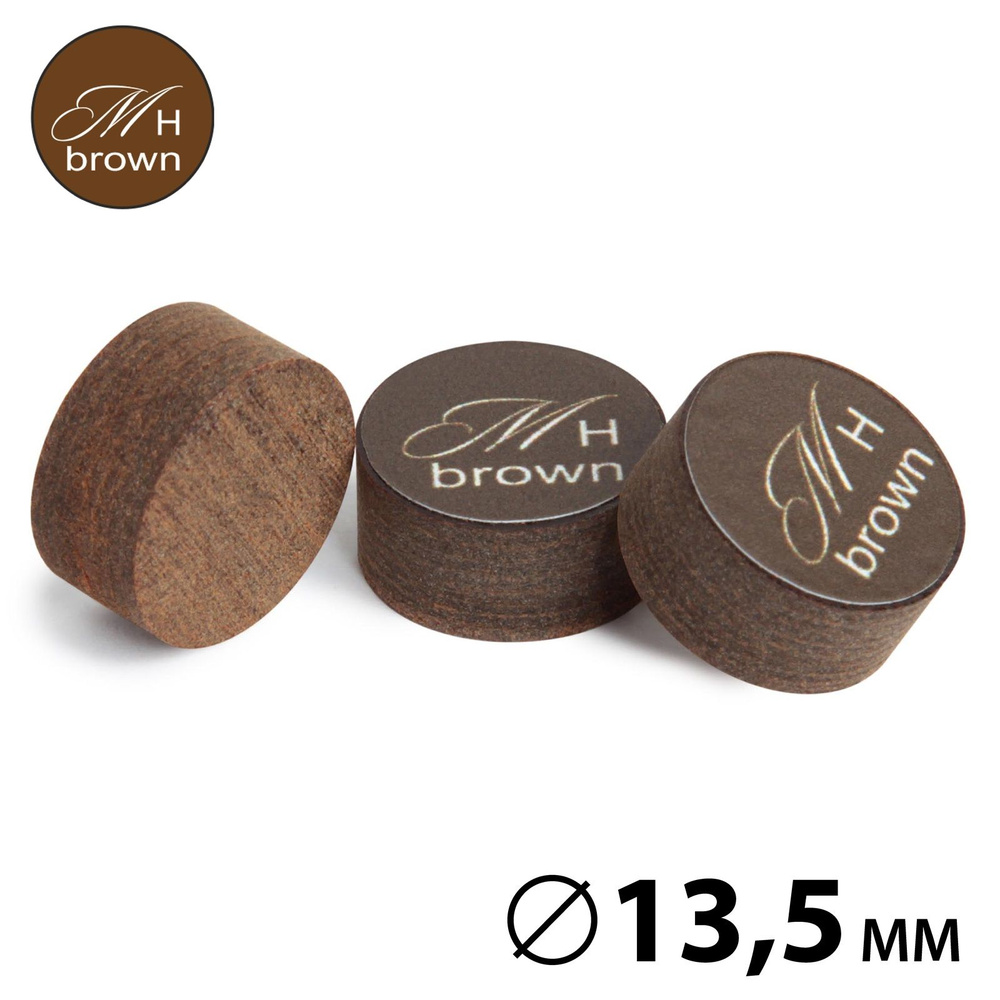 Наклейка для кия А. Меписашвили M-H Brown 13,5 мм Medium/Hard, многослойная, 1 шт.  #1