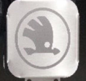 Заглушка на фаркоп под квадрат 50x50 с логотипом Skoda, (нерж.сталь) TCUZSKOD1  #1