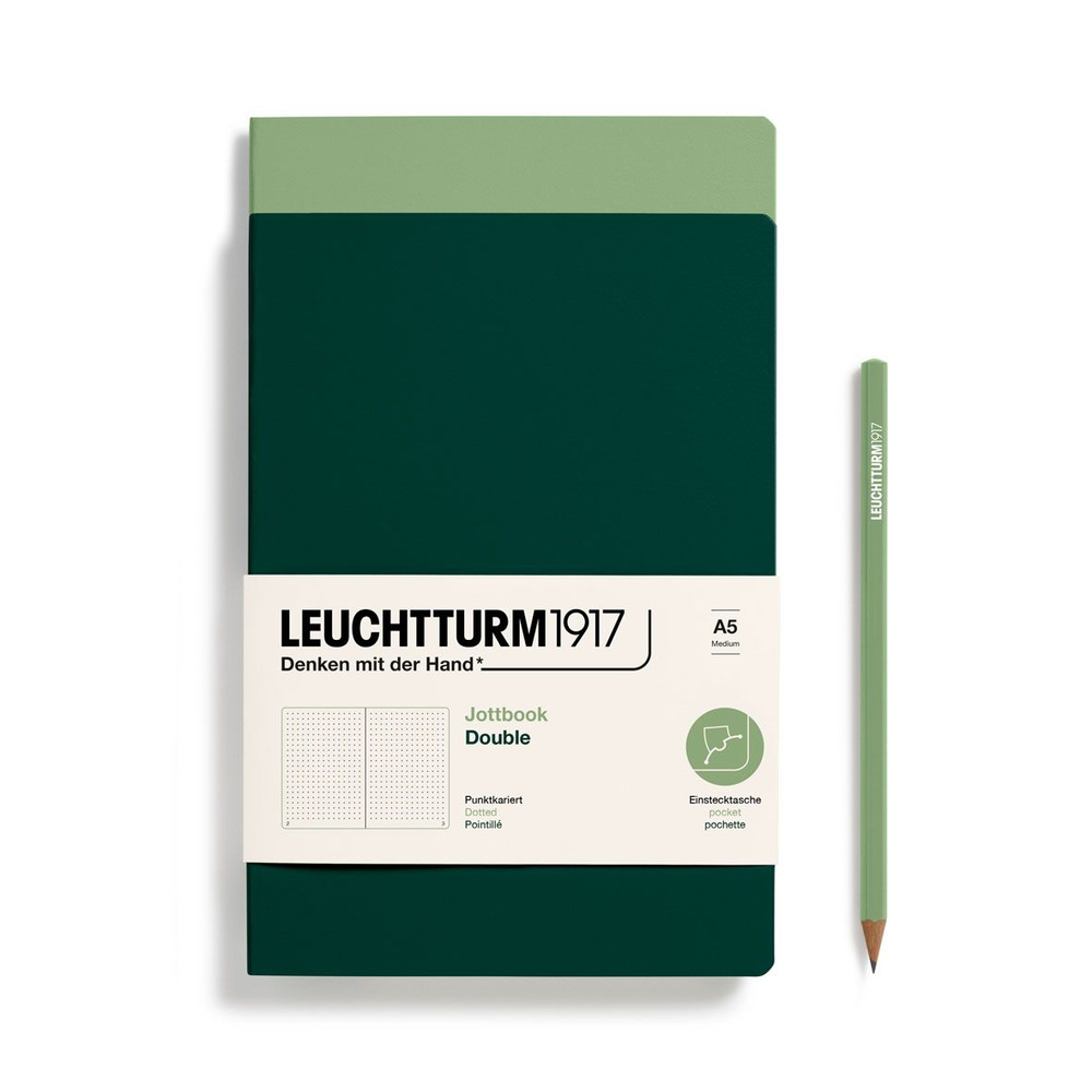 Комплект блокнотов Leuchtturm1917 Jottbook Medium A5 шалфей/зеленый лес, в точку, 2 штуки  #1