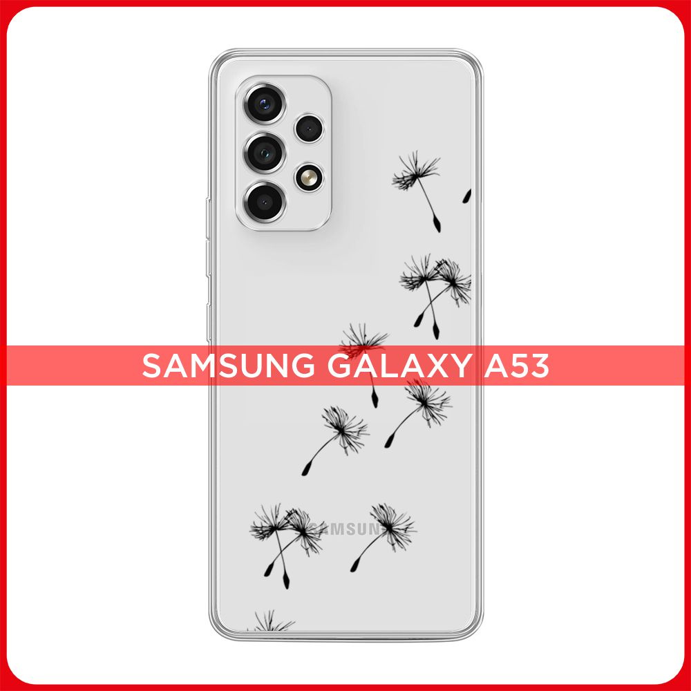 Силиконовый чехол на Samsung Galaxy A53 5G / Галакси А53 5G Летящие одуванчики, прозрачный  #1