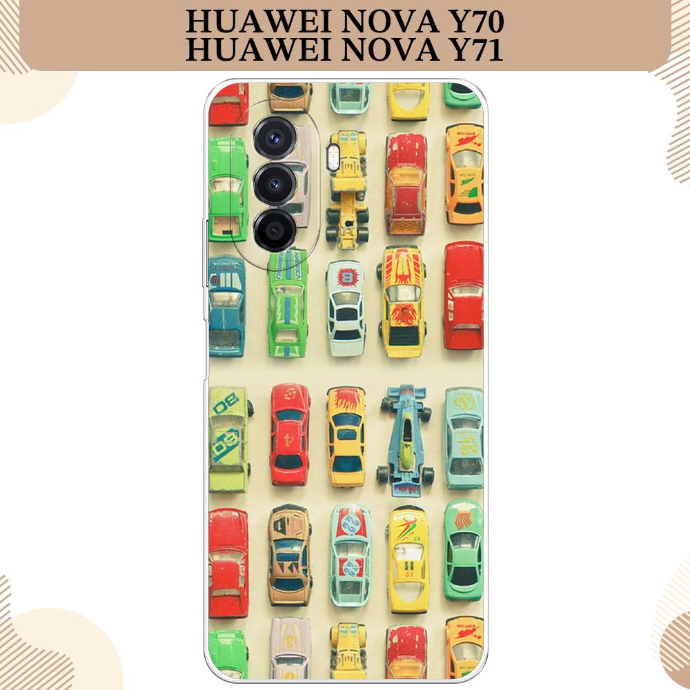 Силиконовый чехол на Huawei Nova Y70/Y71 / Хуавей Нова Y70/Y71 Машинки  #1