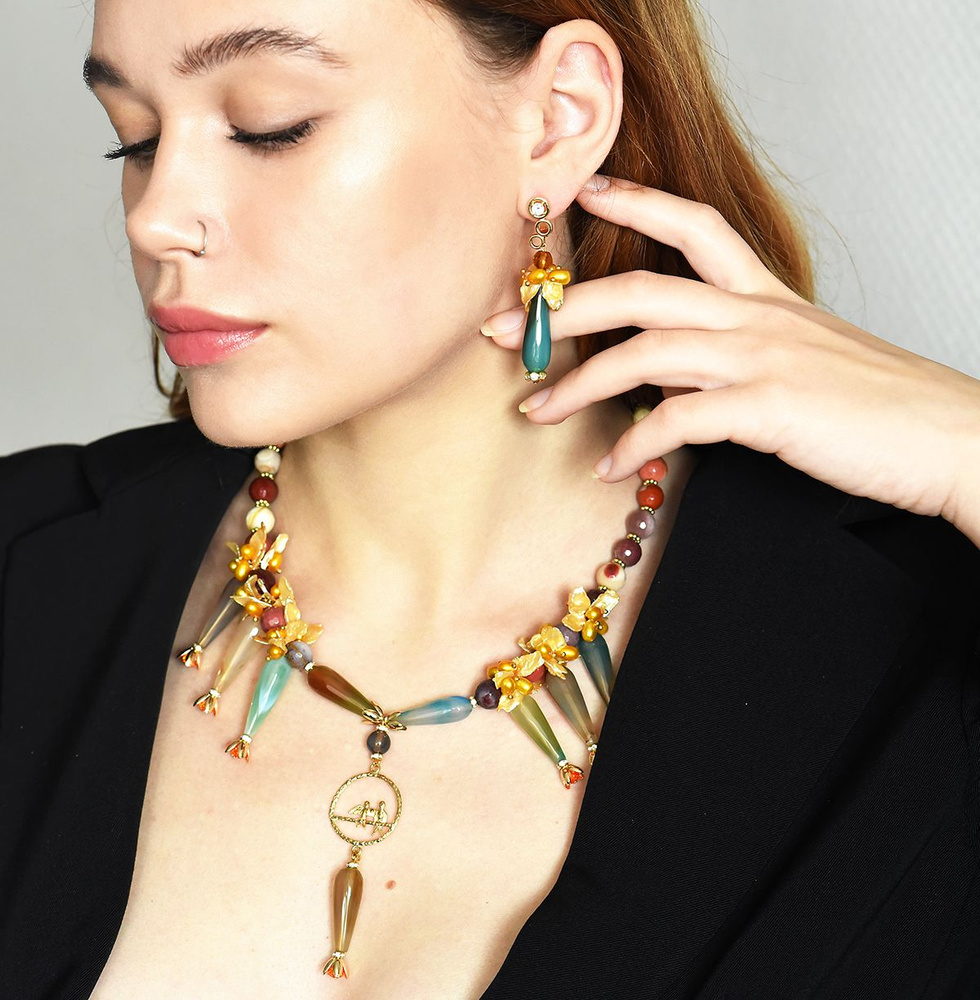 Колье авторское женское украшение аксессуар ожерелье "Изобилие"  #1