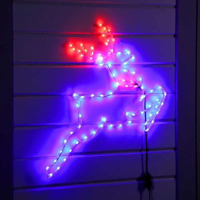 Светодиодная фигура Luazon Lighting "Олень", 72х55 см, дюралайт, 80 LED, 220 В, свечение синее, красное #1