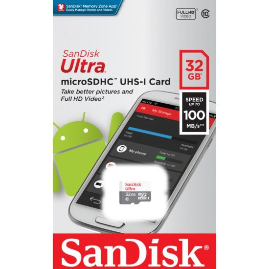 Карта памяти MICRO SDHC 32GB UHS-I SDSQUNR-032G-GN3MN SANDISK #1