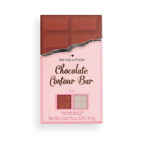 I HEART REVOLUTION Палетка для контурирования: бронзер и хайлайтер CHOCOLATE CONTOUR BAR, Fair, 9 г  #1