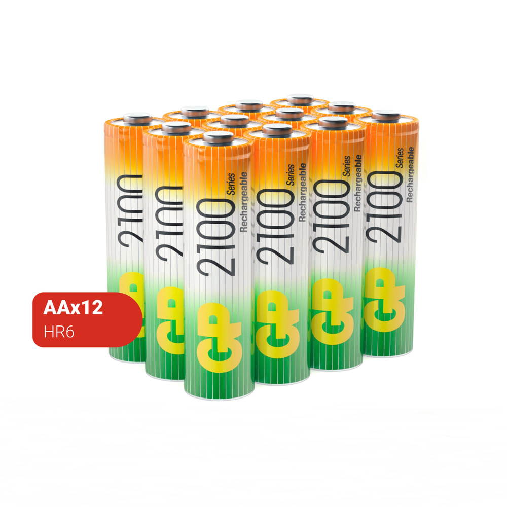 Батарейки АА аккумуляторные пальчиковые GP, аккумуляторы 2100 мАч Ni-Mh, набор 12 шт  #1